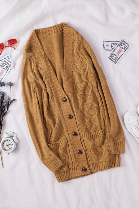 Front Pocket And Buttons Closure Cardigan